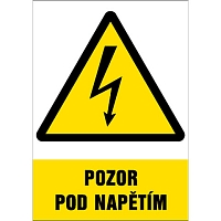 Značka Pozor – Pod napětím, fólie, 52 × 74 mm